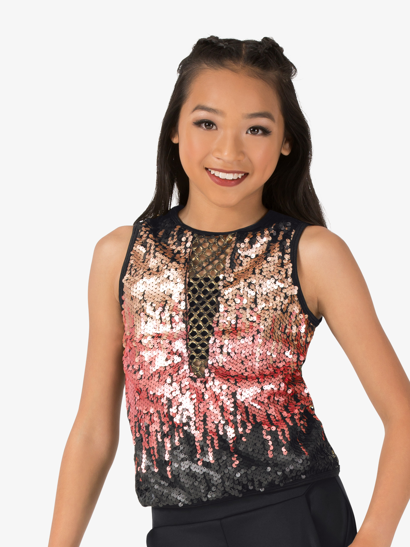 Girls Performance Swag V Front Sequin Tank Top