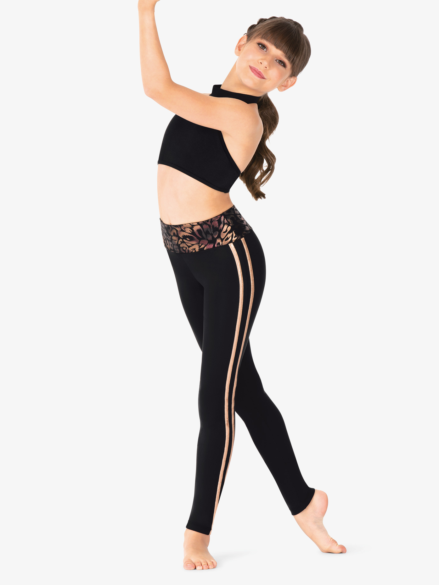 Daydance Girl's Stirrup Pants for Gymnastics Shiny Spandex