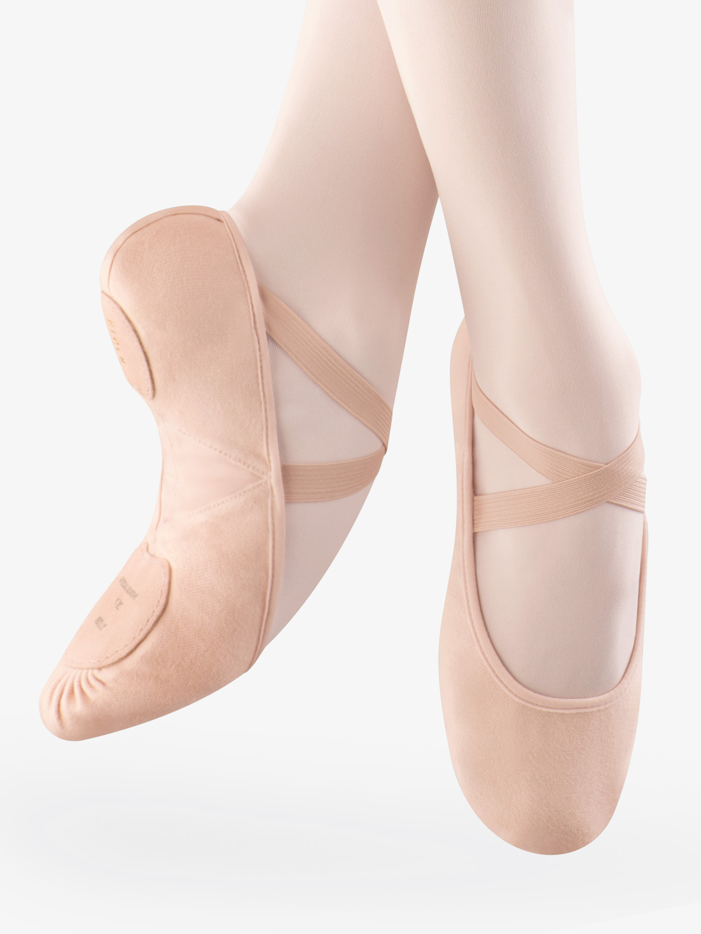 white canvas split sole ballet shoes