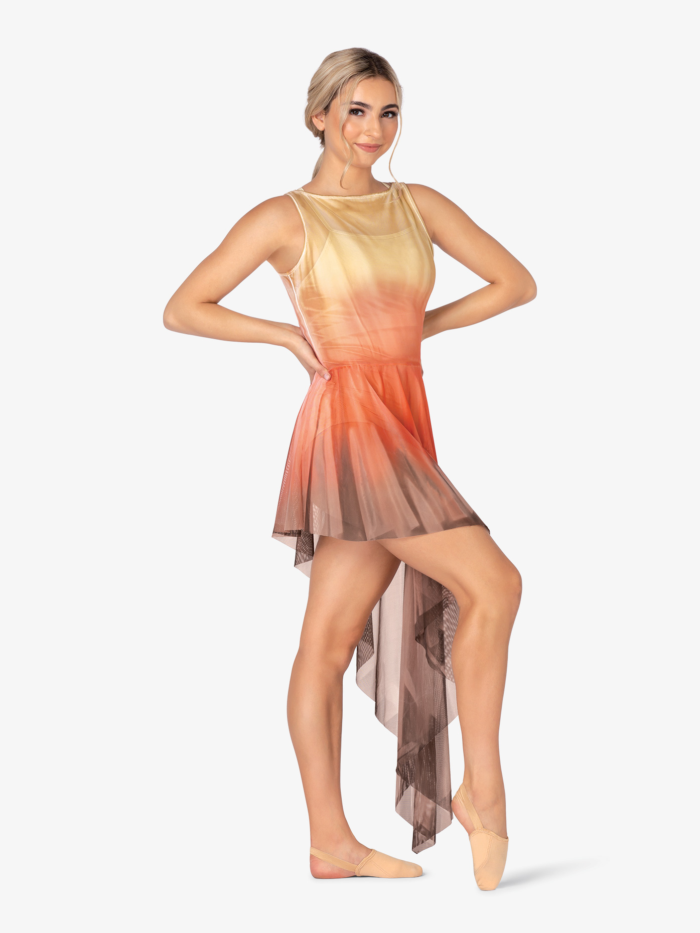 Womens Plus Size Hand Painted Long Tank Mesh Lyrical Dress - Ballet/Lyrical, Watercolour WC232P