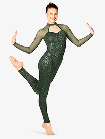 Double Platinum - Womens Luxe Lines Sequin Unitard