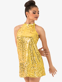 Double Platinum - Womens Sequin Mock Neck Dress