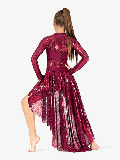 Performance Glitter Swirl Long Sleeve Dress - Dresses | Double Platinum ...